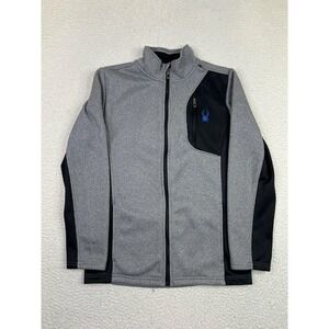 Spyder Fleece Jacket Boys XL 18/20 Gray Full Zip Skiing Chest Pocket Ski